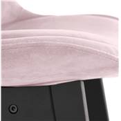 Tabouret de bar design 'CHAIRMAN BLACK EDITION' en velours rose 4 pieds en bois noir dossier haut