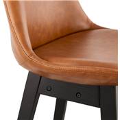 Tabouret de snack mi-hauteur 'CHAIRMAN MINI BLACK EDITION' marron 4 pieds en bois noir dossier haut