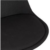 Tabouret de snack mi-hauteur 'KESKI MINI' tissu noir 4 pieds et repose pieds métal noir dossier haut