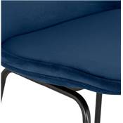 Tabouret de snack mi-hauteur 'GUSTO MINI' velours bleu pieds tréteaux en métal noir dossier haut