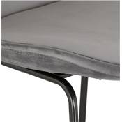 Tabouret de snack mi-hauteur 'GUSTO MINI' velours gris pieds tréteaux en métal noir dossier haut
