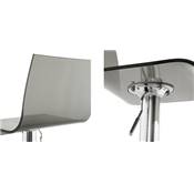 Tabouret de bar réglable design 'Ice' pivotant plexiglass gris foncé pied métal chromé dossier haut
