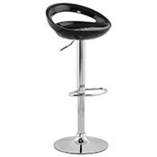 Tabouret de bar réglable design 'Romeo' pivotant noir avec pied central en métal chromé