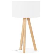 Lampe à poser scandinave trépied 'Stätiv' abat-jour blanc 3 pieds en bois naturel