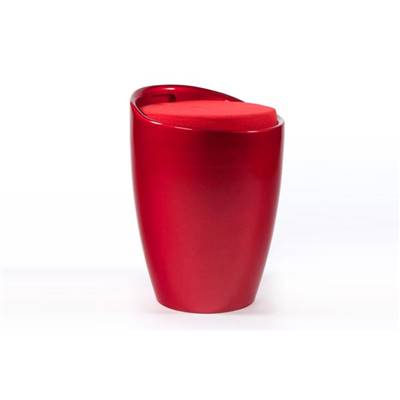 Tabouret bas avec espace de rangement 'Djembe' rouge