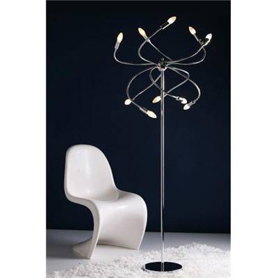 Lampadaire design 'Anémone' flexible branches articulées structure en métal chromé