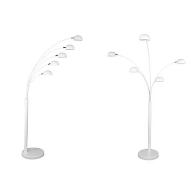 Lampadaire 5 branches 'Arcka' abats-jours et structure en métal blanc socle en marbre