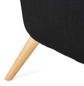Fauteuil lounge design à accoudoirs 'COBBE' en tissu noir pieds en bois naturel