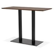 Table de bar haute design 'Tvillin Black' noyer double pied central en métal noir – 150 x 70 cm