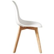 Chaise scandinave 'Karl' blanche avec 4 pieds en bois naturel - Set de 4