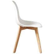 Chaise scandinave 'Karl' blanche avec 4 pieds en bois naturel - Lot de 6