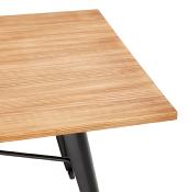 Table à diner / bureau rectangulaire style industriel 'ARLANE' plateau en bois massif pieds en métal noir - 150 x 80 cm