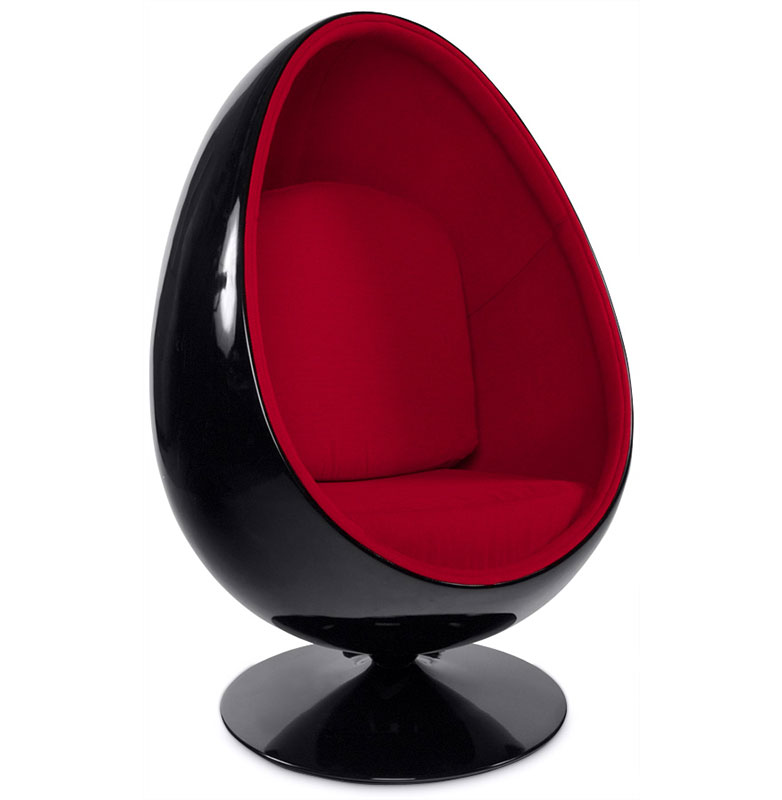 Fauteuil ‘Oeuf’ pivotant rouge et noir