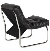 Fauteuil lounge 'Capiton' noir pieds en métal chromé