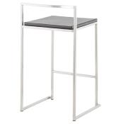 Tabouret de snack mi-hauteur empilable carré 'Iron Mini' noir pieds en métal brossé dossier bas