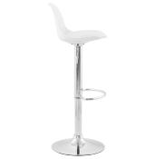 Tabouret de bar réglable design 'Sohoye' pivotant blanc pied et repose pieds chromé dossier haut