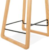 Tabouret de snack mi-hauteur design scandinave 'Skala' rose pieds tréteaux bois naturel dossier bas