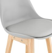 Tabouret de snack mi-hauteur design scandinave 'Chairman Mini' gris 4 pieds en bois et dossier haut