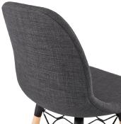 Tabouret snack mi-hauteur scandinave 'Verkwood Mini' tissu gris foncé 4 pieds bois dossier haut