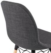 Tabouret de bar scandinave 'Verkwood' tissu gris foncé 4 pieds bois repose pieds métal noir dossier haut