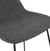 Tabouret de snack mi-hauteur 'Steelblack Mini' tissu gris foncé pieds tréteau noir repose pied dossier bas