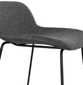 Tabouret de snack mi-hauteur 'Steelblack Mini' tissu gris foncé pieds tréteau noir repose pied dossier bas