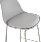 Tabouret de bar moderne 'Tekno' gris avec 4 pieds en métal gris et dossier haut