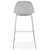 Tabouret de snack mi-hauteur moderne 'Tekno Mini' gris avec 4 pieds en métal gris et dossier haut