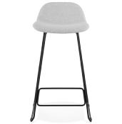 Tabouret de bar 'Steelblack' tissu gris clair pieds tréteaux repose pieds métal noir dossier bas