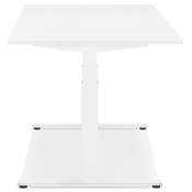 Bureau design assis-debout électrique 'SMALL SEMPLICE' bois blanc pieds métal blanc - 140 x 70 cm