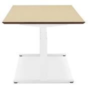 Bureau design assis-debout électrique 'SMALL TECH' en bois naturel pieds métal blanc - 150 x 70 cm