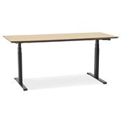 Bureau design assis-debout électrique 'TECH' en bois naturel pieds en métal noir - 180 x 90 cm