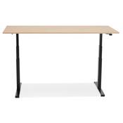 Bureau design assis-debout électrique 'SEMPLICE' en bois naturel pieds en métal noir - 160 x 80 cm