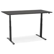 Bureau design assis-debout électrique 'SMALL SEMPLICE' noir en bois pieds métal noir - 140 x 70 cm