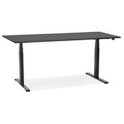Bureau design assis-debout électrique 'SEMPLICE' noir en bois pieds en métal noir - 160 x 80 cm