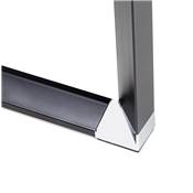 Grand bureau direction d'angle 'GLASSTOP L - XL' verre noir pieds noir et chromé – 200 x 100 cm