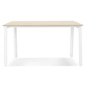 Bureau de direction design 'INCONTRO MINI' en bois naturel pieds en métal blanc - 160 x 80 cm