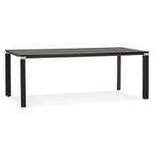 Grand bureau de direction droit 'AFER XL' en bois noir 4 pieds métal noir et chromé – 200 x 100 cm