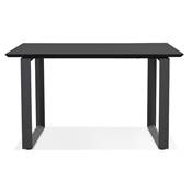 Bureau droit design 'SMART MINI' plateau noir en bois avec pieds en métal noir - 130 x 70 cm