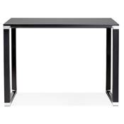Bureau droit design haut 'HIGH BUSINESS' en bois noir pieds en métal noir et chromé – 140 x 70 cm