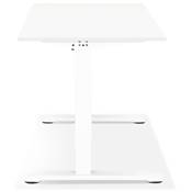 Bureau droit réglable en hauteur design 'MODULARE MINI' bois blanc pieds métal blanc - 140 x 70 cm