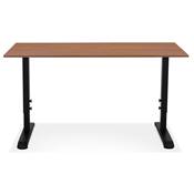 Bureau droit réglable en hauteur design 'MODULARE MINI' en bois pieds en métal noir - 140 x 70 cm