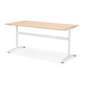 Bureau droit / table de travail design 'DISEGNO' en bois naturel pieds métal blanc - 160 x 80 cm