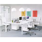 Caisson de bureau / table de chevet design à roulettes 'PRATIK' en métal blanc