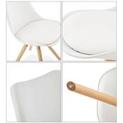 Chaise scandinave design 'Sueden' blanche avec 4 pieds en bois naturel