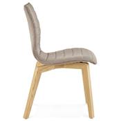 Chaise scandinave 'Kvad' en tissu gris avec 4 pieds en bois massif