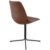 Chaise design 'Laeder' marron avec pied croisé en métal noir