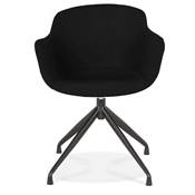 Chaise design à accoudoirs 'TICKY' en tissu noir avec 4 pied en métal noir