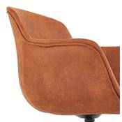 Chaise design à accoudoirs 'TICKY' en microfibre marron avec 4 pied en métal noir