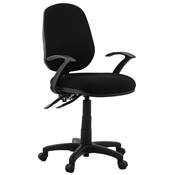 Chaise de bureau design à roulettes dossier bas 'DENKA' noire en tissu maillé pieds en métal chromé